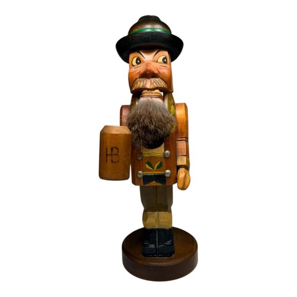 Vintage German Wooden Beer Drinker Nutcracker Figurine With Traditional Costume - Picture 8 of 8